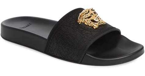 black and gold versace slides|versace logo slides.